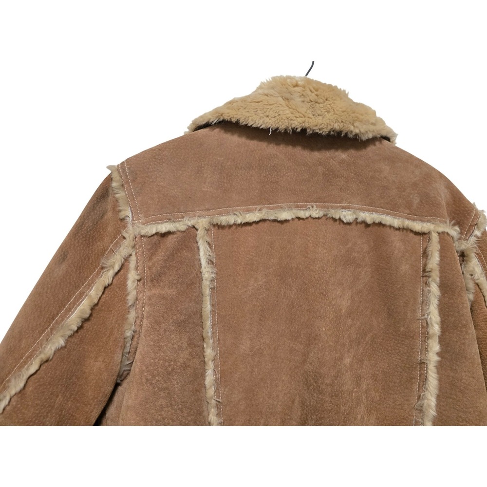 Wilson Leather Womens Vintage Suede Faux Shearling Lined Aviator Coat Size Large - Picture 8 of 12